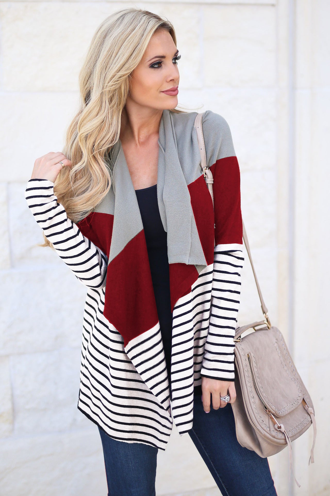 Stripe Splicing Cardigan