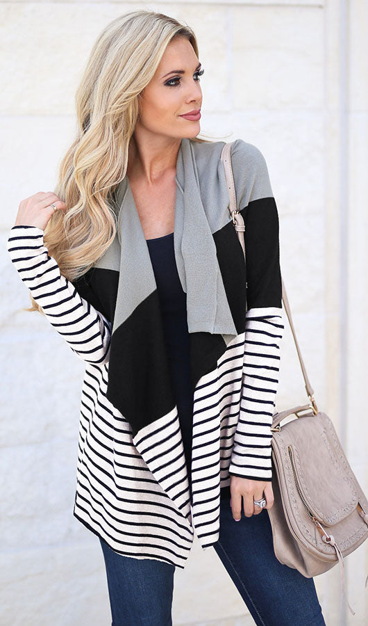 Stripe Splicing Cardigan