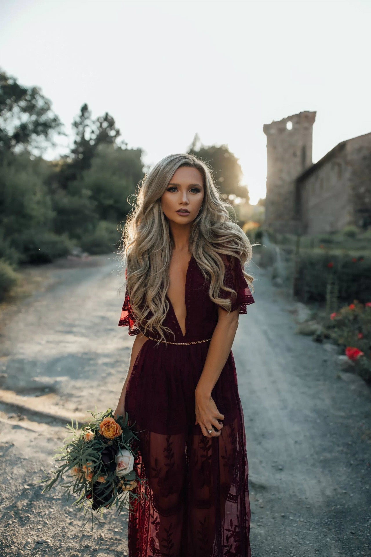 Lace See-Through Slit Maxi Dress Lace See-Through Slit Maxi Dress