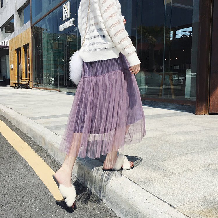 Tulle Suede Skirt