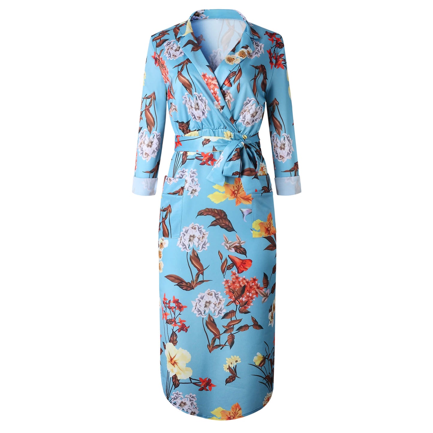 V Neck Pockets Dress