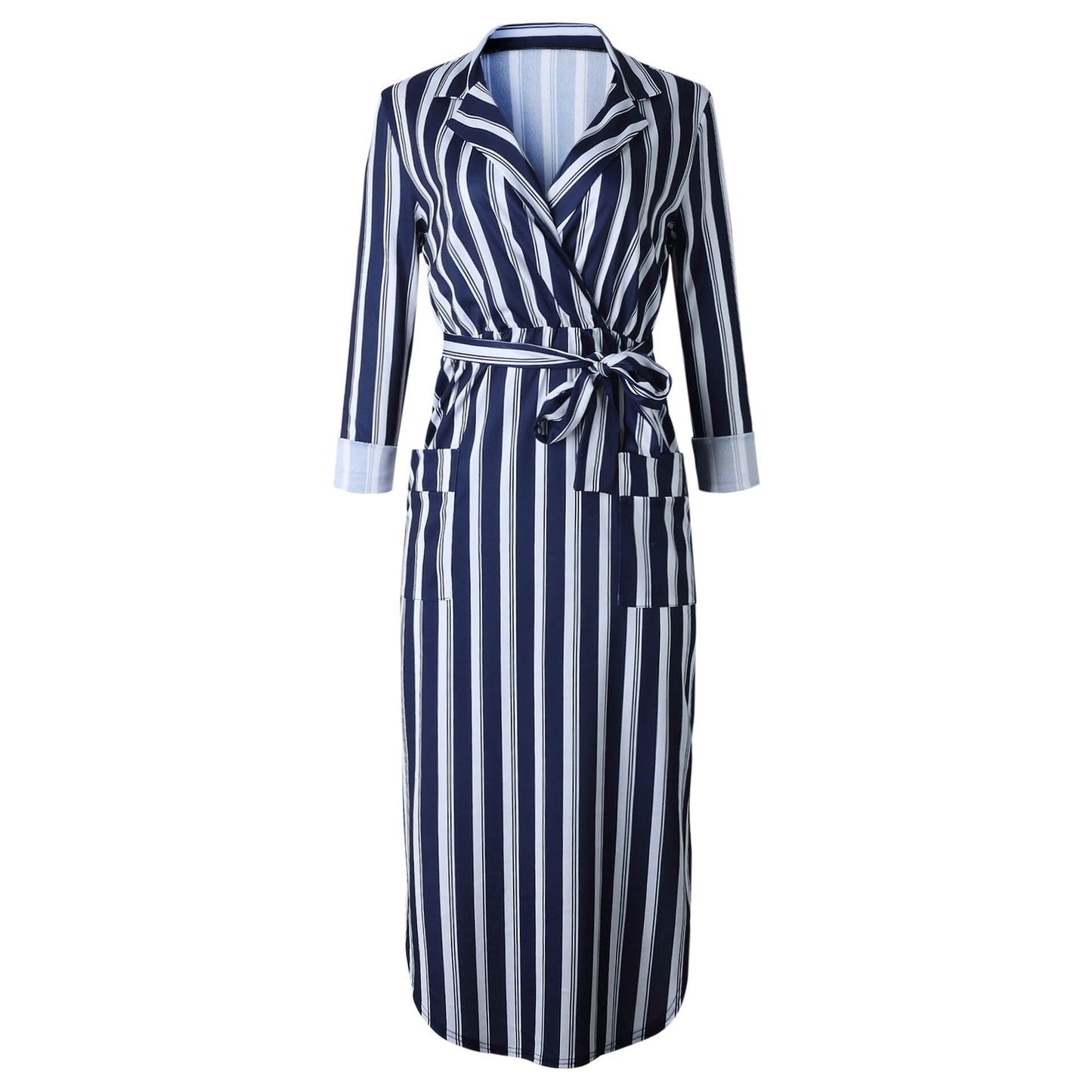 V Neck Pockets Dress