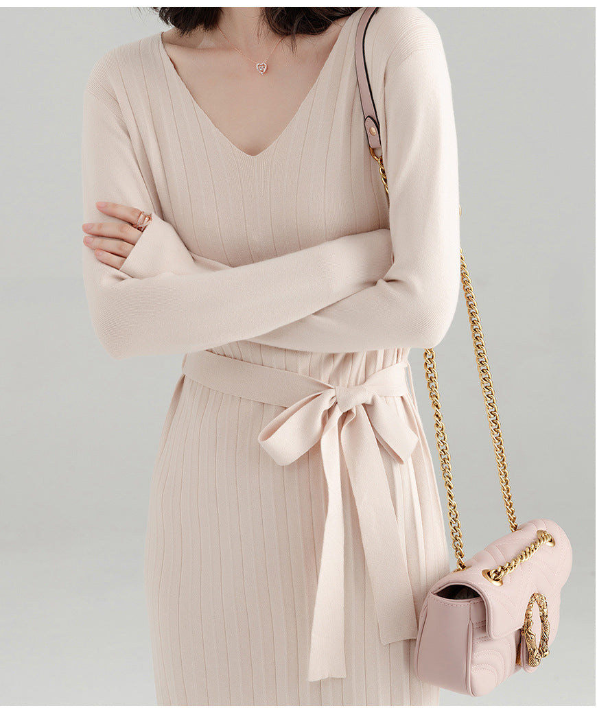 V Neck Sweater Dress
