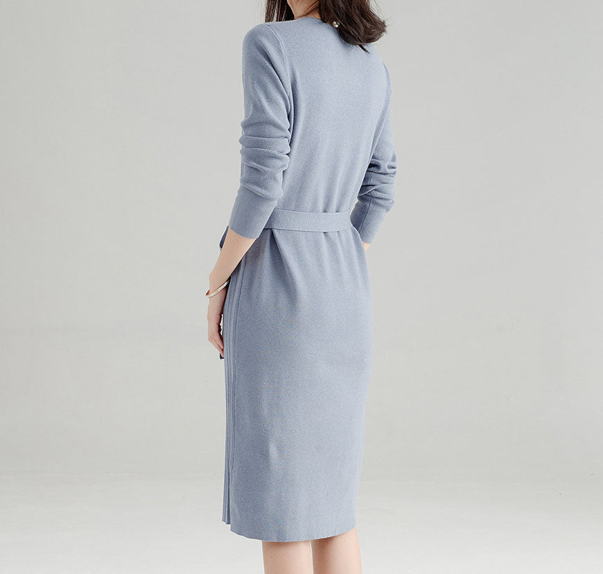 V Neck Sweater Dress