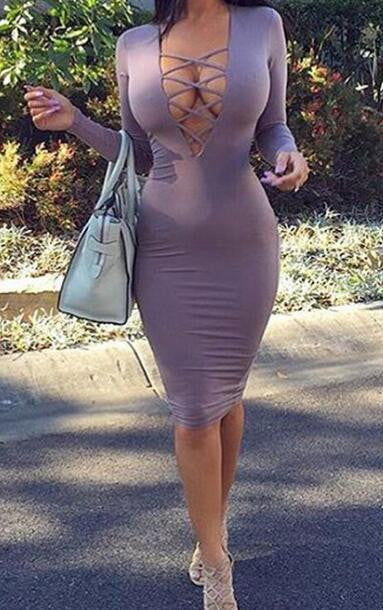Romoti Front Lace Up Bodycon Dress