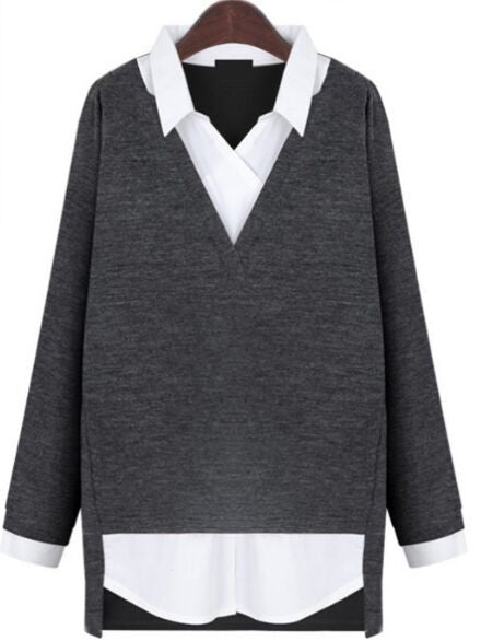 Romoti Work Day Big Szie Shirt Splicing Top
